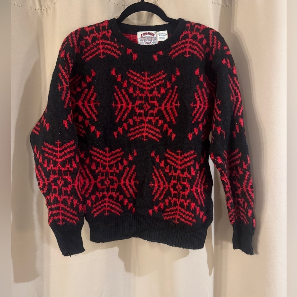 Cambridge Dry Goods Red and Black Wool Sweater